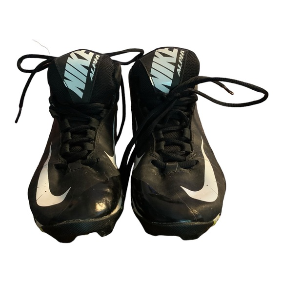 Boys Nike Alpha Fast Flex Mid Shoes football cleats athletic 6 Youth Black White - Picture 6 of 11